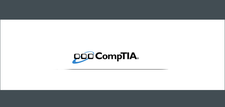 Logo of CompTIA with a white background