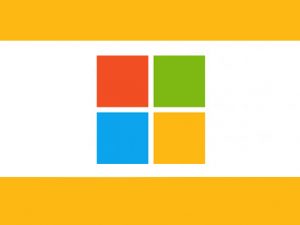 A logo of Microsoft with orange borders